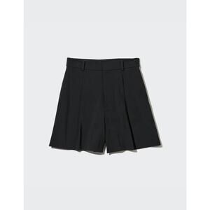 Uniqlo Shorts Womens XL Black Pleated High Waisted Dressy Stretch Preppy
